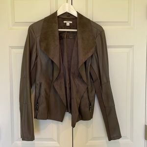 Vegan Leather Open Front Jacket